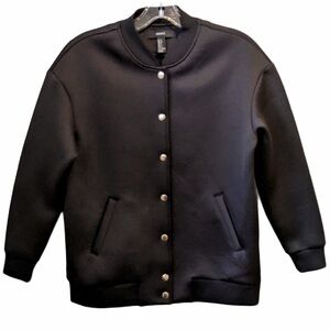 2/$20 Forever 21 Men's Black Neoprene Bomber Jacket Small